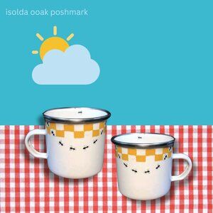 The Golden Rabbit II‎ Joan Wilkes Checkers & Ants Enamelware Bowls & Cups Set 4